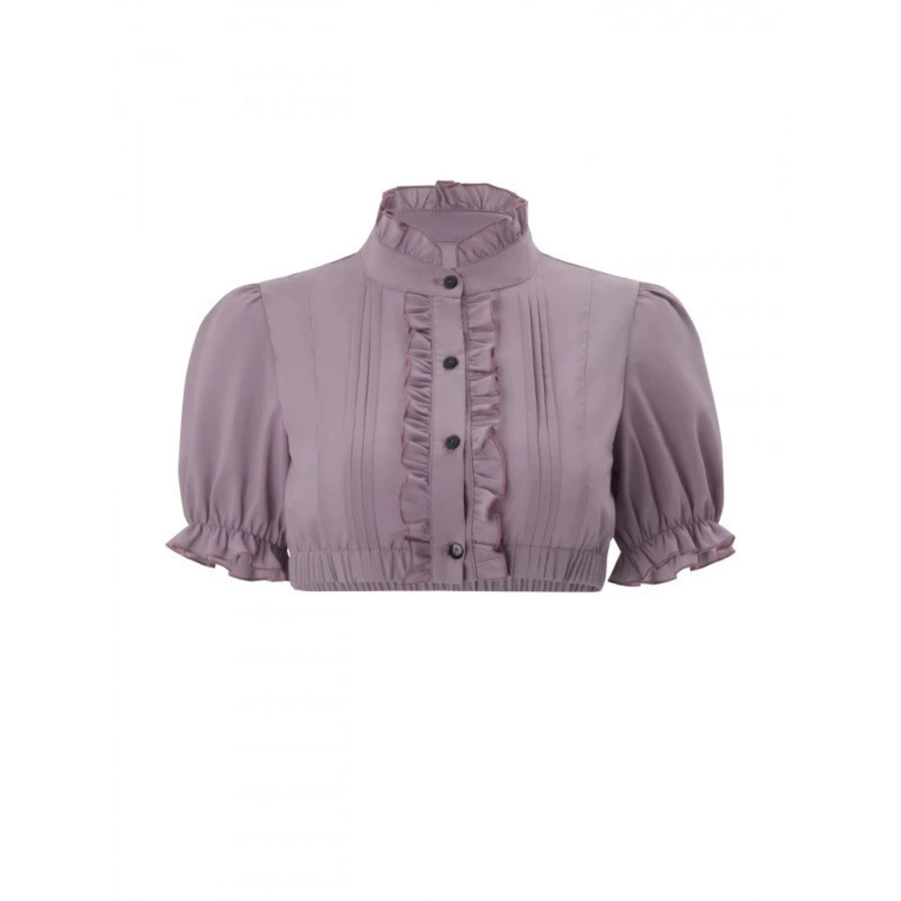 Zara Spring Ruffle Trim Lantern Sleeve Blouse - Picture 4 of 6